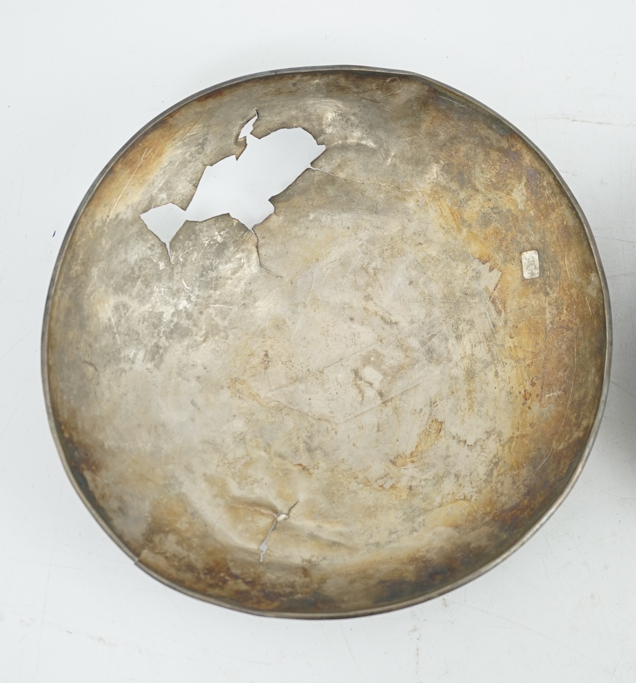 Two silver phialai, Gandhara, 1st century BC - 1st century AD, one incomplete